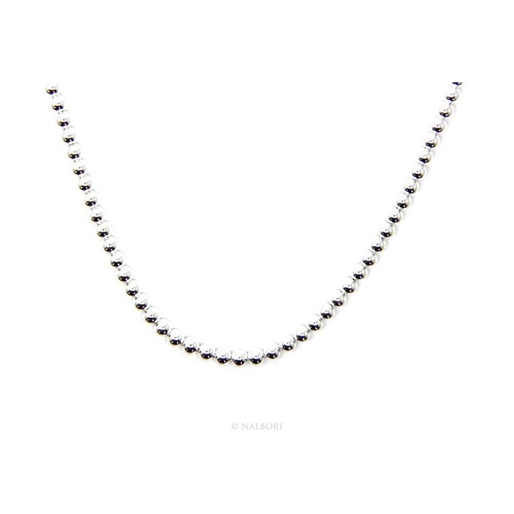 NSA|SILVER 925: balls dots Choker necklace strung balls 3.0 mm clear bleached