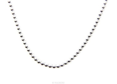 NSA|ARGENTO 925 : Girocollo collana pallini palline balls 3,0 mm infilate chiaro sbiancato