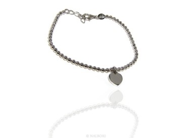 NSA|Bracelet in 925 sterling silver pendant woman balls with smooth heart pendant