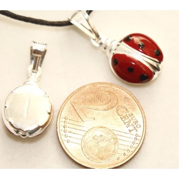 NSA|Ciondolo Coccinella Smaltato in Argento 925 con laccio - Made in Italy