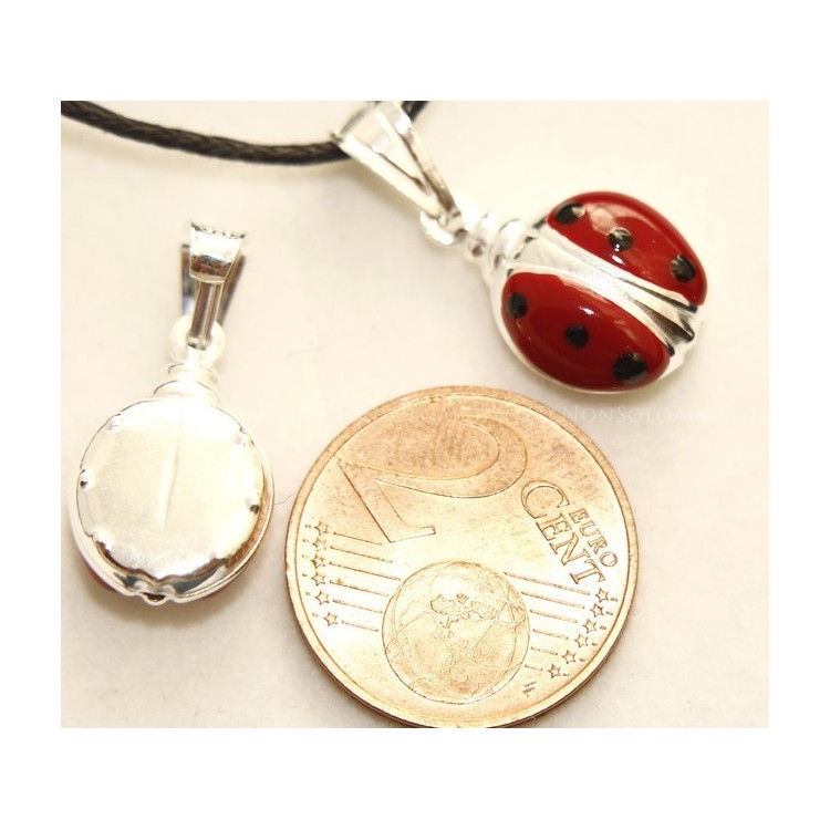 NSA|Ciondolo Coccinella Smaltato in Argento 925 con laccio - Made in Italy
