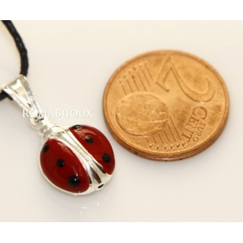 NSA|Ciondolo Coccinella Smaltato in Argento 925 con laccio - Made in Italy