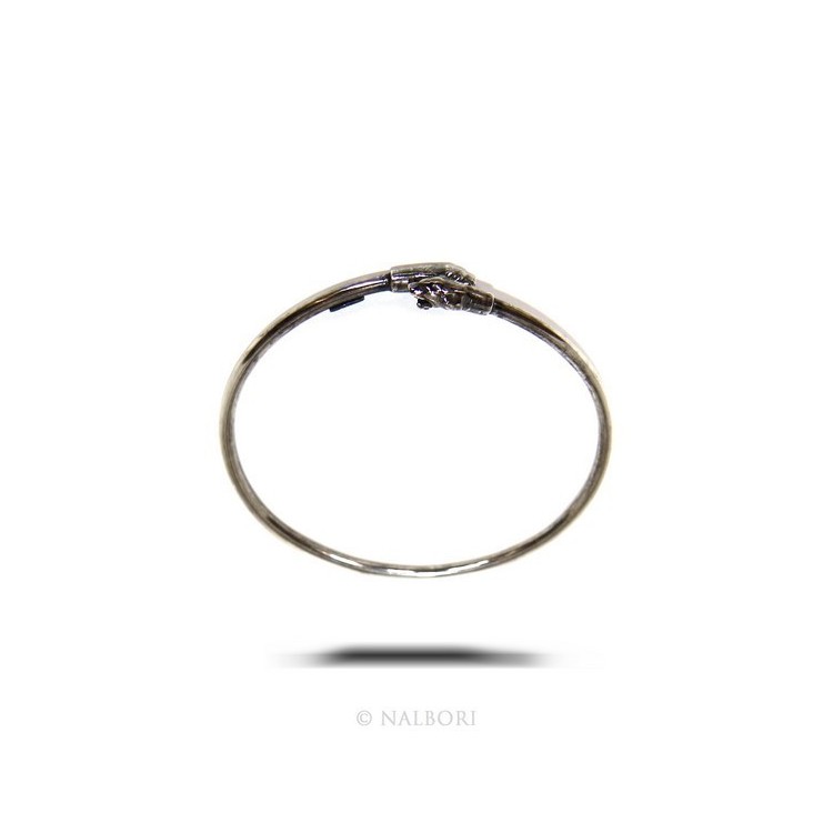 NSA|ARGENTO 925 : Bracciale uomo o donna schiava aperto PUMA brunito - Simboli di Nalbori