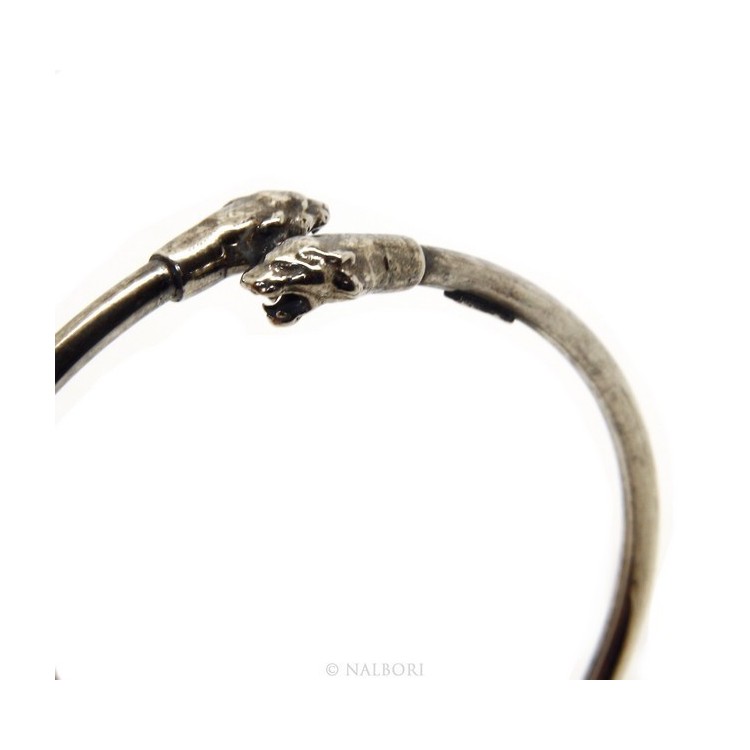 NSA|ARGENTO 925 : Bracciale uomo o donna schiava aperto PUMA brunito - Simboli di Nalbori