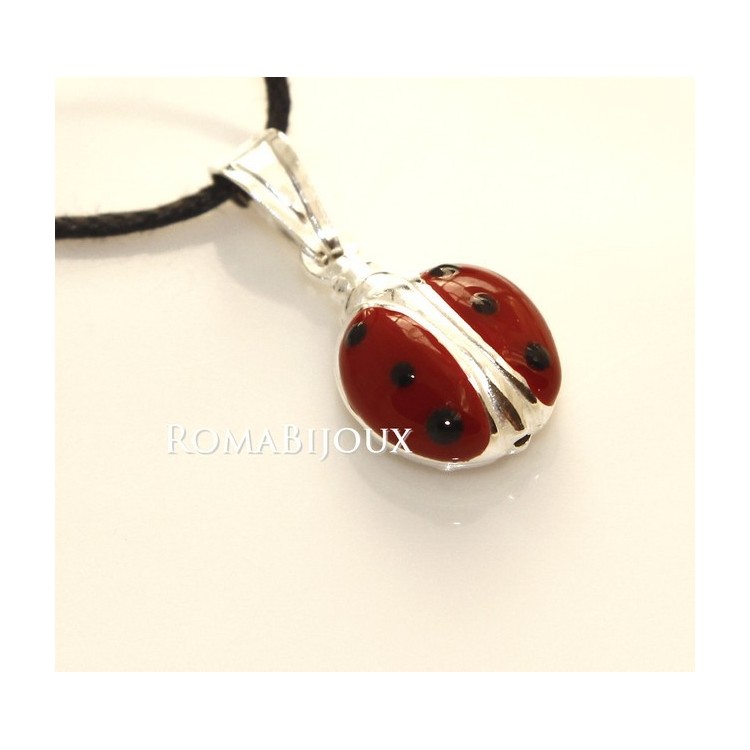 NSA|Ciondolo Coccinella Smaltato in Argento 925 con laccio - Made in Italy