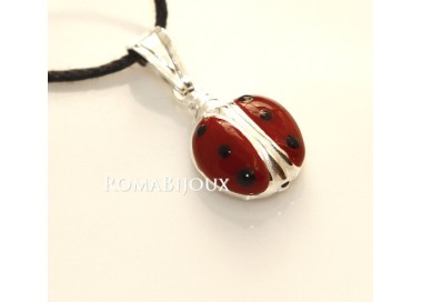 NSA|Ciondolo Coccinella Smaltato in Argento 925 con laccio - Made in Italy