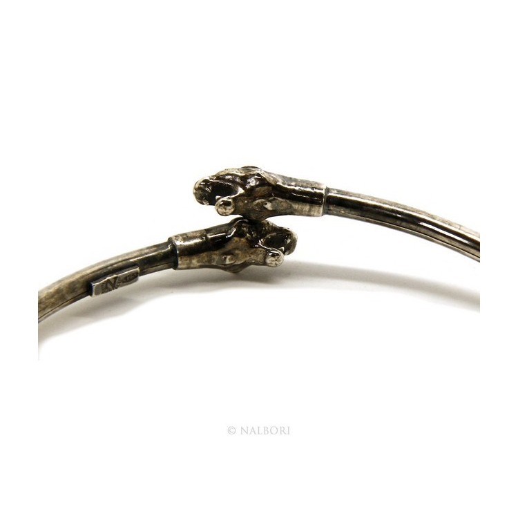 NSA|ARGENTO 925 : Bracciale uomo o donna schiava aperto PUMA brunito - Simboli di Nalbori