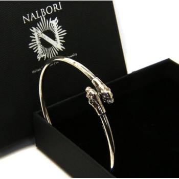 NSA|ARGENTO 925 : Bracciale uomo o donna schiava aperto PUMA brunito - Simboli di Nalbori