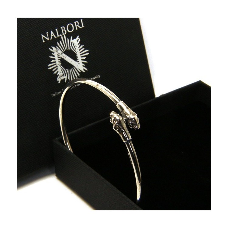 NSA|ARGENTO 925 : Bracciale uomo o donna schiava aperto PUMA brunito - Simboli di Nalbori