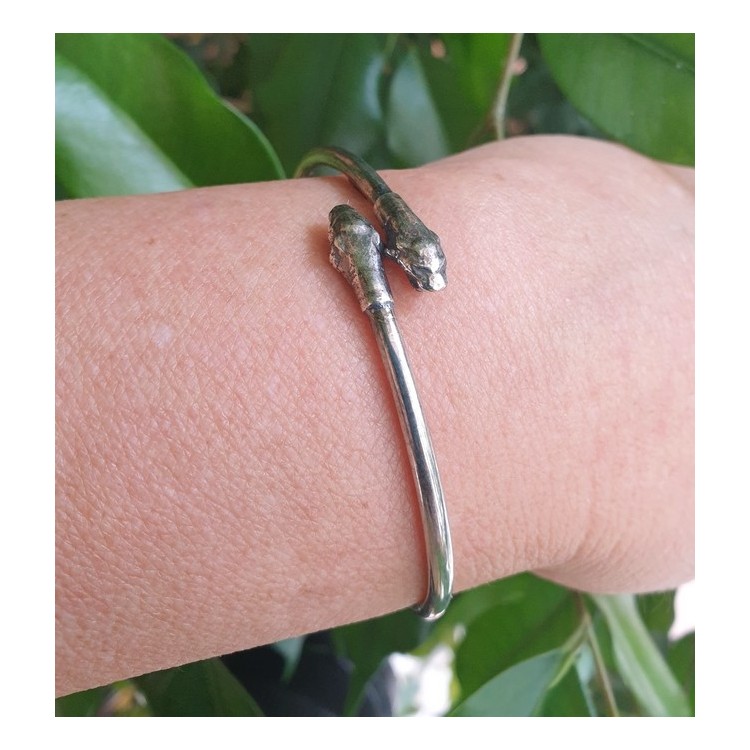 NSA|aRGENTO 925 : Bracciale uomo o donna schiava aperto PUMA brunito - Simboli di Nalbori