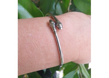 NSA|aRGENTO 925 : Bracciale uomo o donna schiava aperto PUMA brunito - Simboli di Nalbori