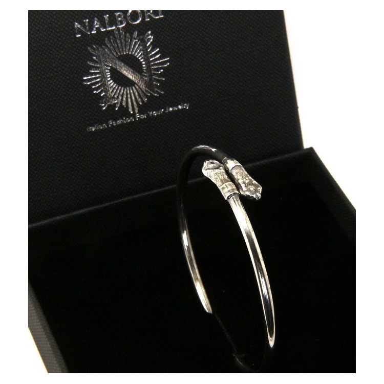 NSA|ARGENTO 925 : Bracciale uomo o donna schiava aperto SERPENTE brunito - Simboli di Nalbori