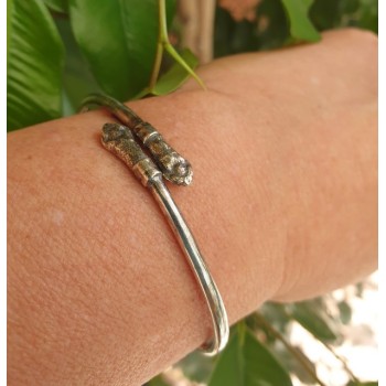 NSA|ARGENTO 925 : Bracciale uomo o donna schiava aperto SERPENTE brunito - Simboli di Nalbori