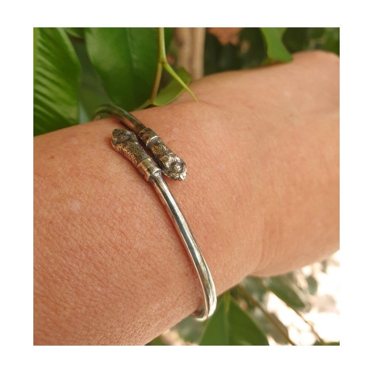 NSA|SILVER 925: Bracelet man or woman slave opened SNAKE burnished - Symbols of Nalbori