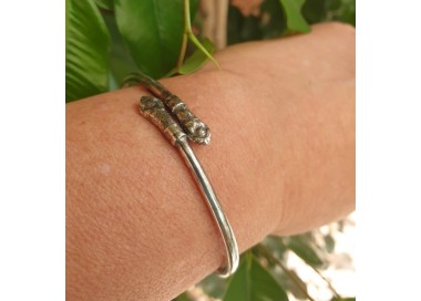 NSA|ARGENTO 925 : Bracciale uomo o donna schiava aperto SERPENTE brunito - Simboli di Nalbori