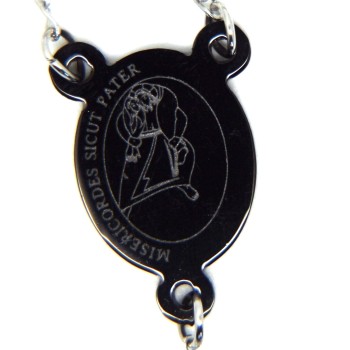 NSA|Steel: Necklace man woman rosary black dots cruise and smooth cross lobata