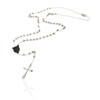 NSA|Collana rosario acciaio anallergico crociera nera e croce lobata liscia NonSoloArgenti