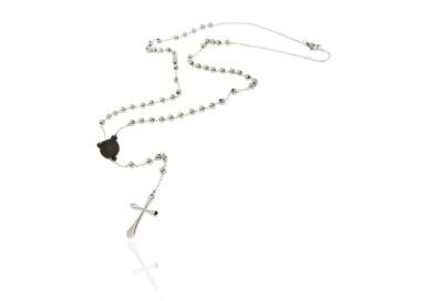 NSA|Steel: Necklace man woman rosary black dots cruise and smooth cross lobata