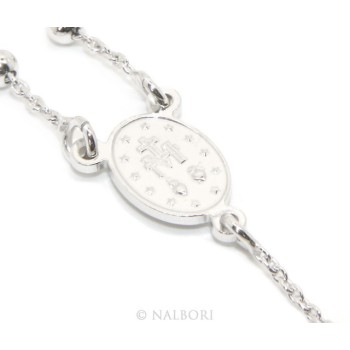 NSA|Collana rosario uomo o donna in Argento 925 palline 3 mm croce liscia chiaro N2_co_ro_30A
