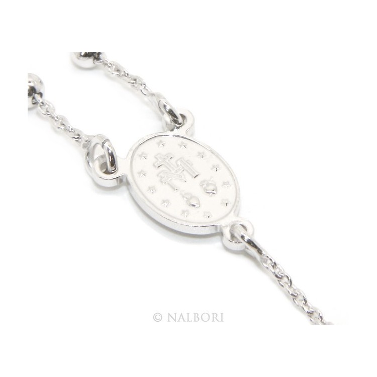 NSA|Collana rosario uomo o donna in Argento 925 palline 3 mm croce liscia chiaro N2_co_ro_30A