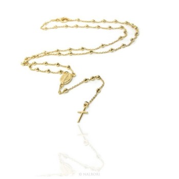 NSA|Rosary Necklace man or woman in 925 balls 3 mm Rosary Necklace man or woman in 925 balls 3 mm   cross wet yellow gold