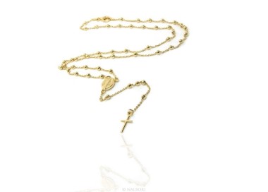 NSA|Rosary Necklace man or woman in 925 balls 3 mm Rosary Necklace man or woman in 925 balls 3 mm   cross wet yellow gold