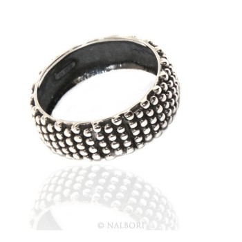 NSA|NALBORI Ring Silver 925 Faith record studded blasted massive dark Sardinian 8 mm for men or women