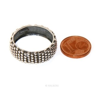 NSA|NALBORI Ring Silver 925 Faith record studded blasted massive dark Sardinian 8 mm for men or women