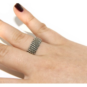 NSA|NALBORI Ring Silver 925 Faith record studded blasted massive dark Sardinian 8 mm for men or women