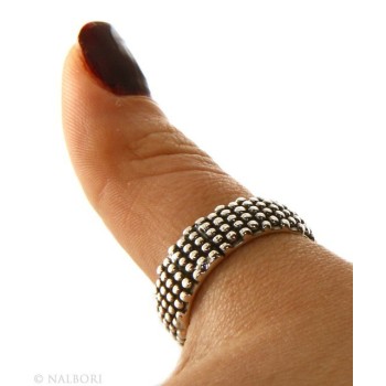 NSA|NALBORI  Anello Argento 925 fede fedina borchiata pallinata sarda massiccia scura 8 mm per uomo o donna