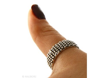 NSA|NALBORI  Anello Argento 925 fede fedina borchiata pallinata sarda massiccia scura 8 mm per uomo o donna