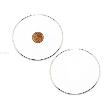 NSA|925: Women's earrings anelle circles classic smooth bushings 71 mm light silver