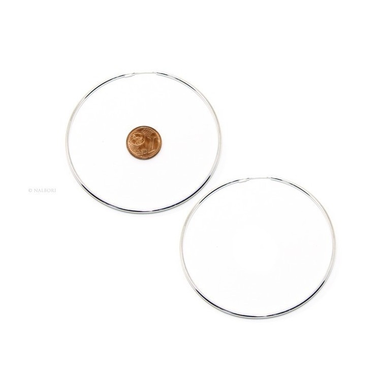 NSA|925: Women's earrings anelle circles classic smooth bushings 71 mm light silver