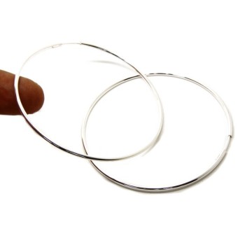 NSA|Argento 925 : orecchini donna anelle cerchi boccole lisce classiche 71 mm argento chiaro
