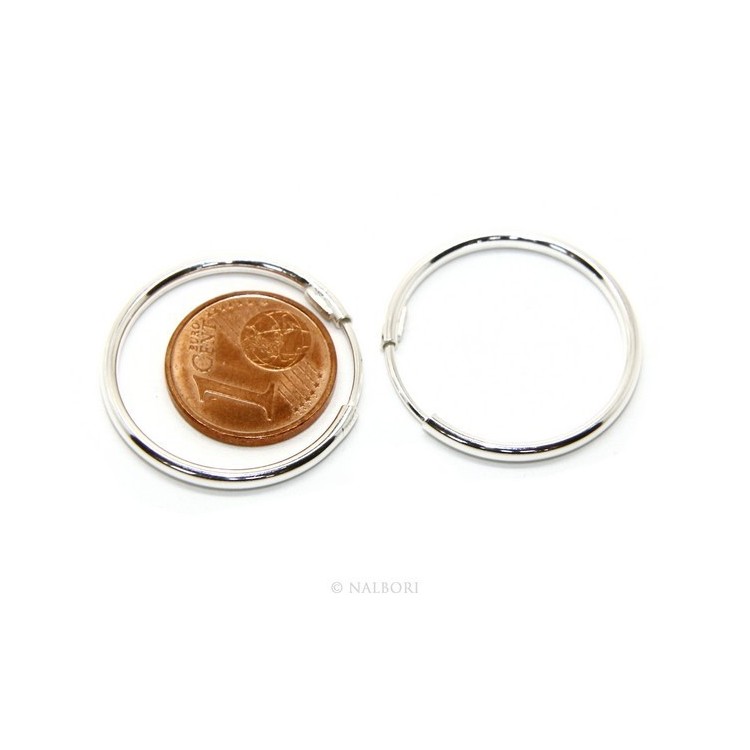 NSA|Argento 925 : orecchini donna anelle cerchi boccole lisce classiche 30 mm argento chiaro