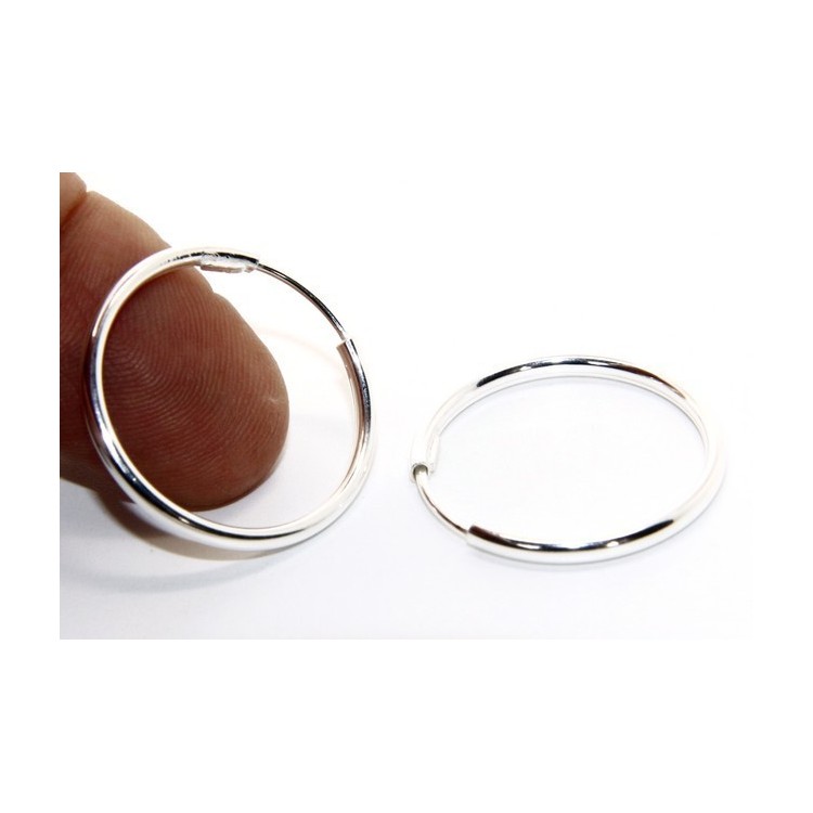 NSA|925: earrings woman anelle circles classic smooth bushings 30 mm light silver