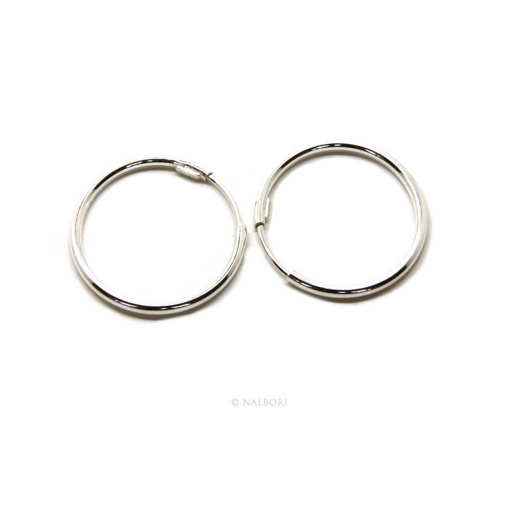 NSA|925: earrings woman anelle circles classic smooth bushings 30 mm light silver