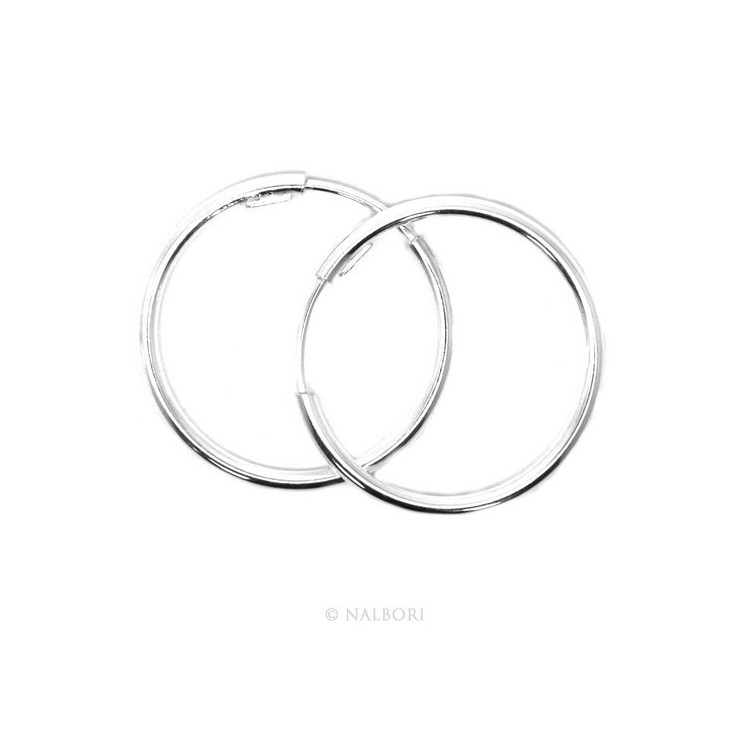 NSA|925: earrings woman anelle circles classic smooth bushings 30 mm light silver