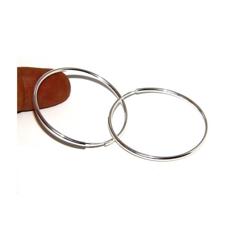 NSA|light silver 925: Women's earrings anelle circles classic smooth bushings 46 mm