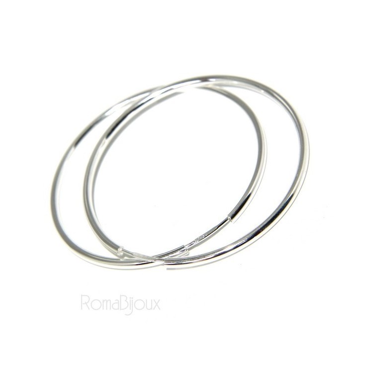 NSA|Argento 925 : orecchini donna anelle cerchi boccole lisce chiare classiche 46 mm