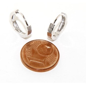 NSA|Silver 925: Men's and Women's Snapshot Earrings, geometric striped 12mm (1 pair)
