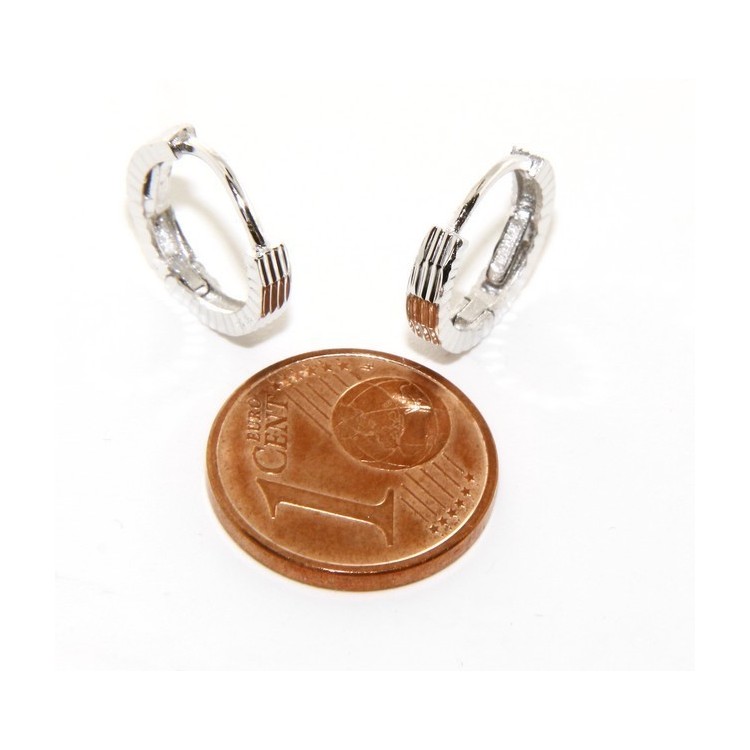 NSA|Silver 925: Men's and Women's Snapshot Earrings, geometric striped 12mm (1 pair)
