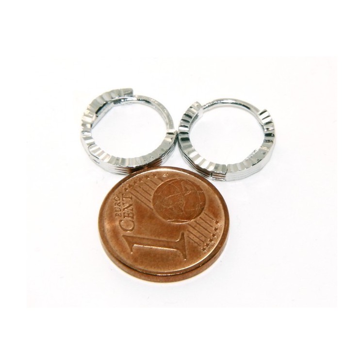 NSA|Argento 925 : orecchini massicci a scattino uomo e donna rigati geometrici 12mm (1 paio)