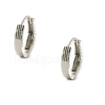 NSA|Silver 925: Men's and Women's Snapshot Earrings, geometric striped 12mm (1 pair)