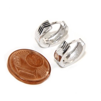 NSA|Argento 925 : orecchini massicci a scattino uomo e donna zig zag 12mm (1 paio)