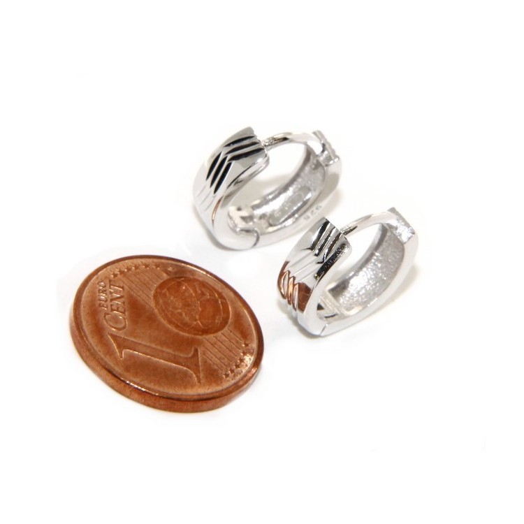 NSA|Argento 925 : orecchini massicci a scattino uomo e donna zig zag 12mm (1 paio)