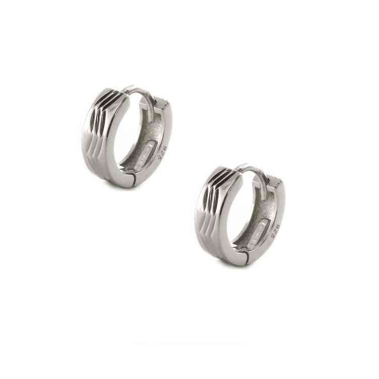 NSA|Silver 925: Men's and Women's Snaps Earrings Zig Zag 12mm (1 pair)