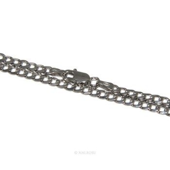NSA|ARGENTO 925 rodiato bracciale massiccio uomo donna grumetta 3 mm lungo 18 cm