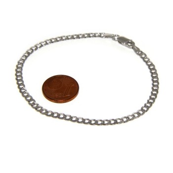 NSA|ARGENTO 925 rodiato bracciale massiccio uomo donna grumetta 3 mm lungo 18 cm