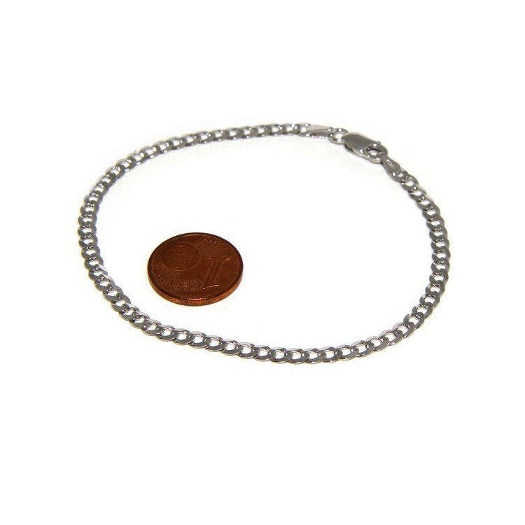 NSA|ARGENTO 925 rodiato bracciale massiccio uomo donna grumetta 3 mm lungo 18 cm